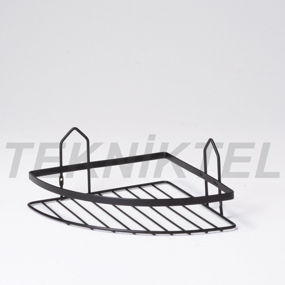 Single-Tier Flat-Bar Corner Shelf – Black
