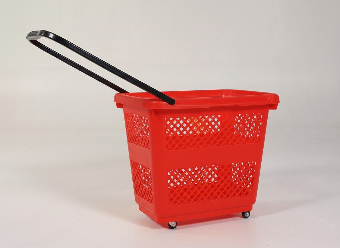 54 Litre Tekerlekli Plastik El Sepeti – Kırmızı