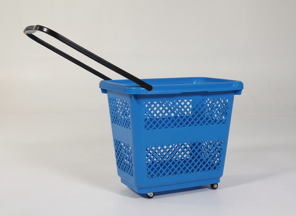 54 Litre Tekerlekli Plastik El Sepeti – Mavi