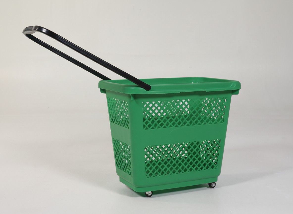 54 Litre Tekerlekli Plastik El Sepeti – Yeşil