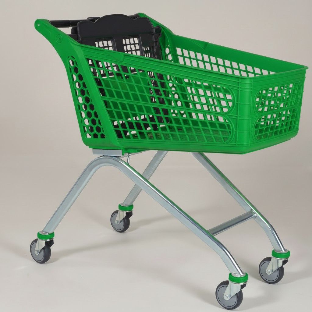 100 Litre Plastik Market Arabası, Profil Şaseli – Yeşil