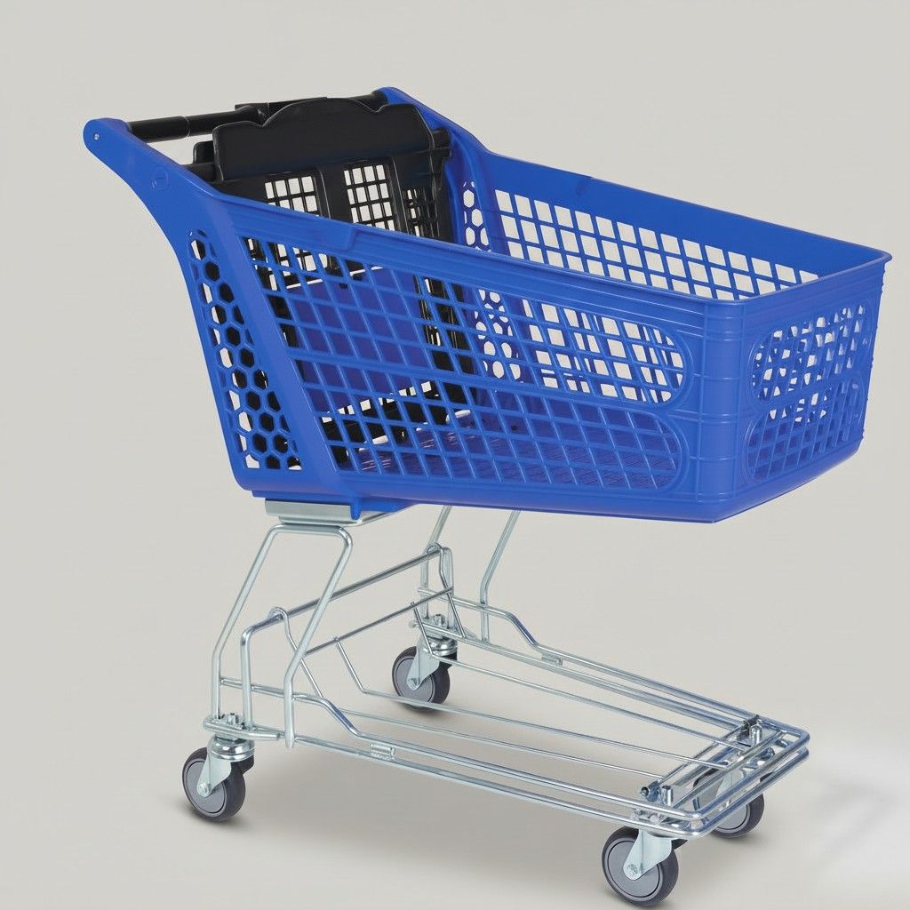 100 Litre Plastik Market Arabası, Tel Şaseli – Mavi
