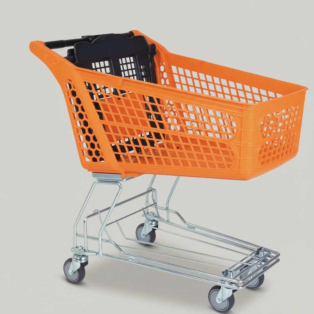 100 Litre Plastik Market Arabası, Tel Şaseli – Turuncu
