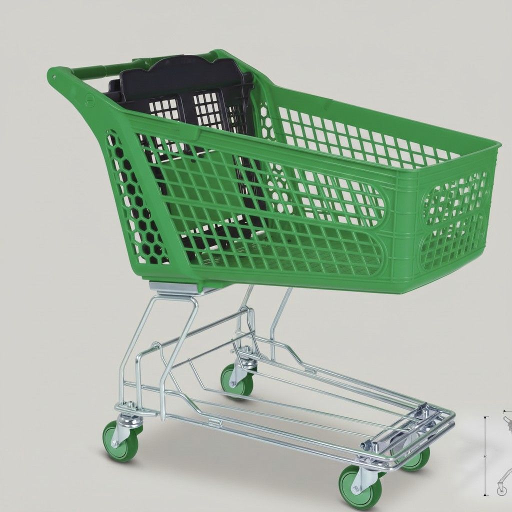 100 Litre Plastik Market Arabası, Tel Şaseli – Yeşil