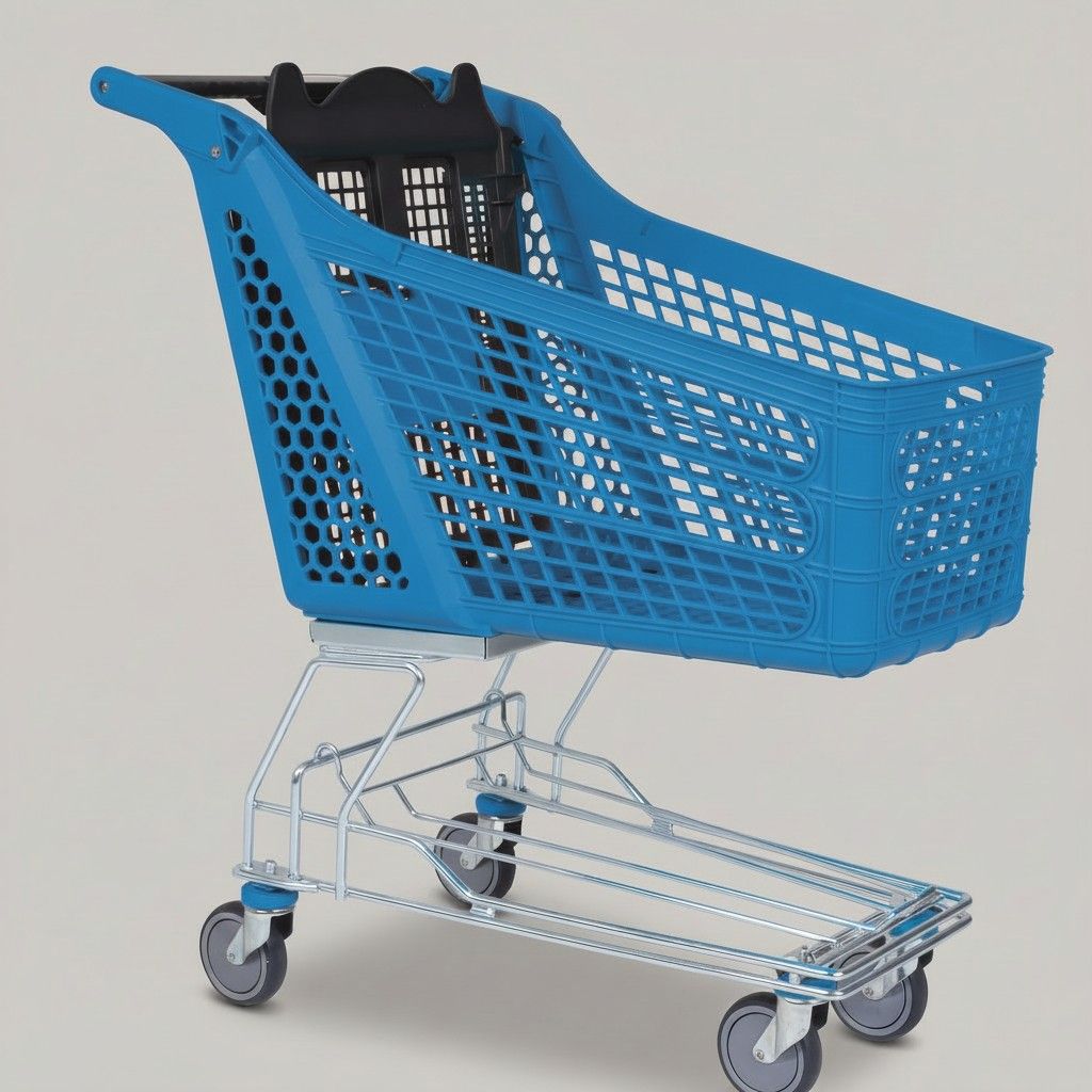 150 Litre Plastik Market Arabası, Tel Şaseli – Mavi