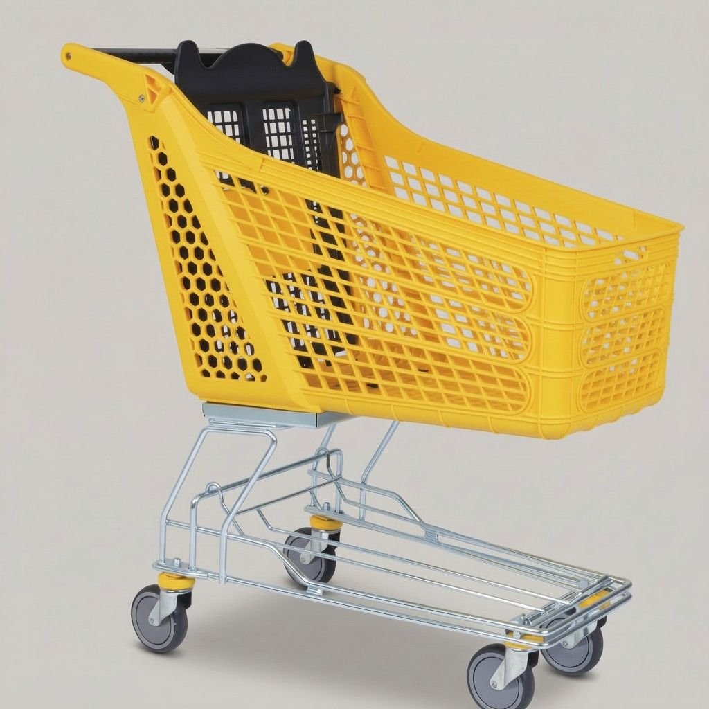 150 Litre Plastik Market Arabası, Tel Şaseli – Sarı