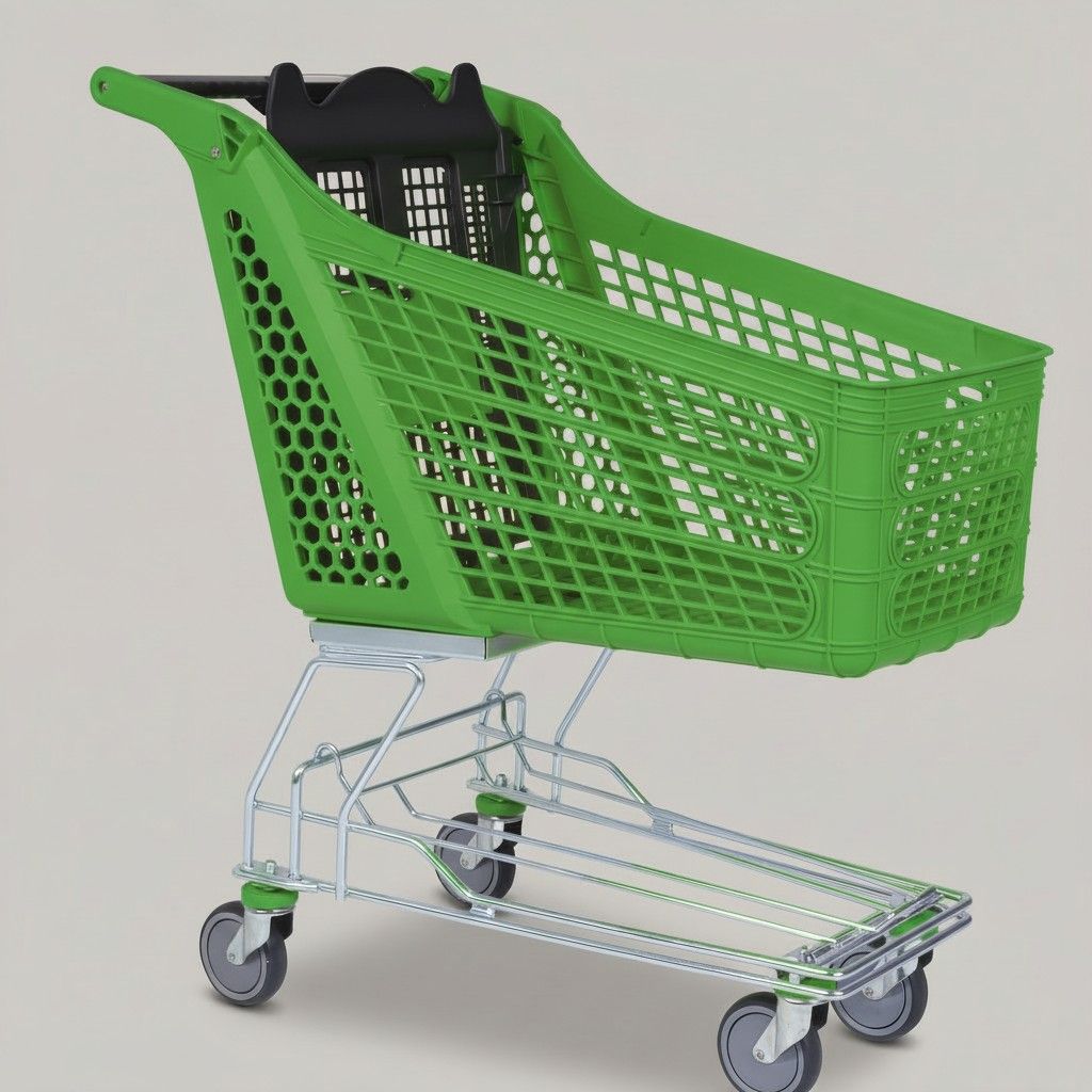 150 Litre Plastik Market Arabası, Tel Şaseli – Yeşil
